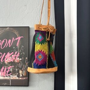 Colorful Geometric Patterned Bucket Bag